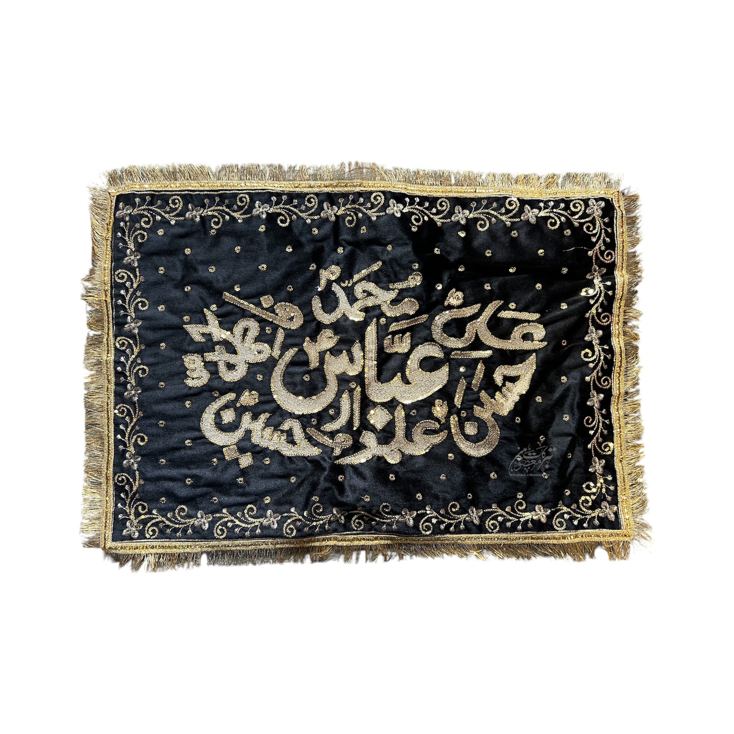 Majlis Pillow Cover Panjetan AS | Black Velvet Embroidered Pillow Cover | Golden Machine Embroidery | High Quality Islamic