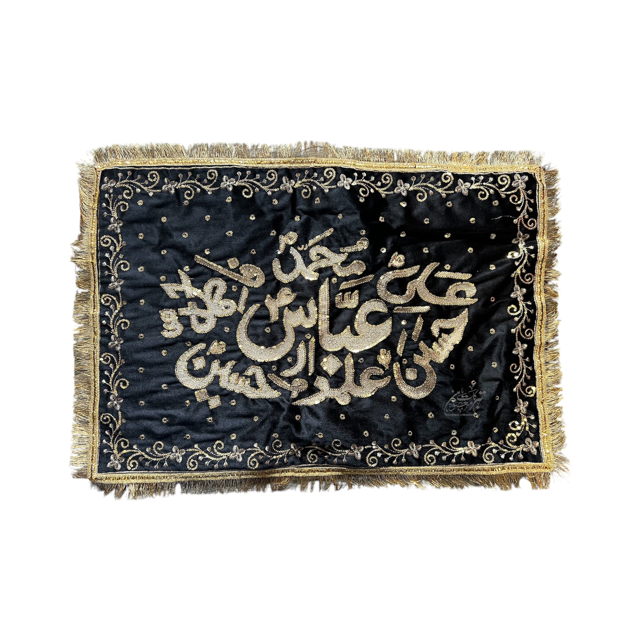 Majlis Pillow Cover Panjetan AS | Black Velvet Embroidered Pillow Cover | Golden Machine Embroidery | High Quality Islamic