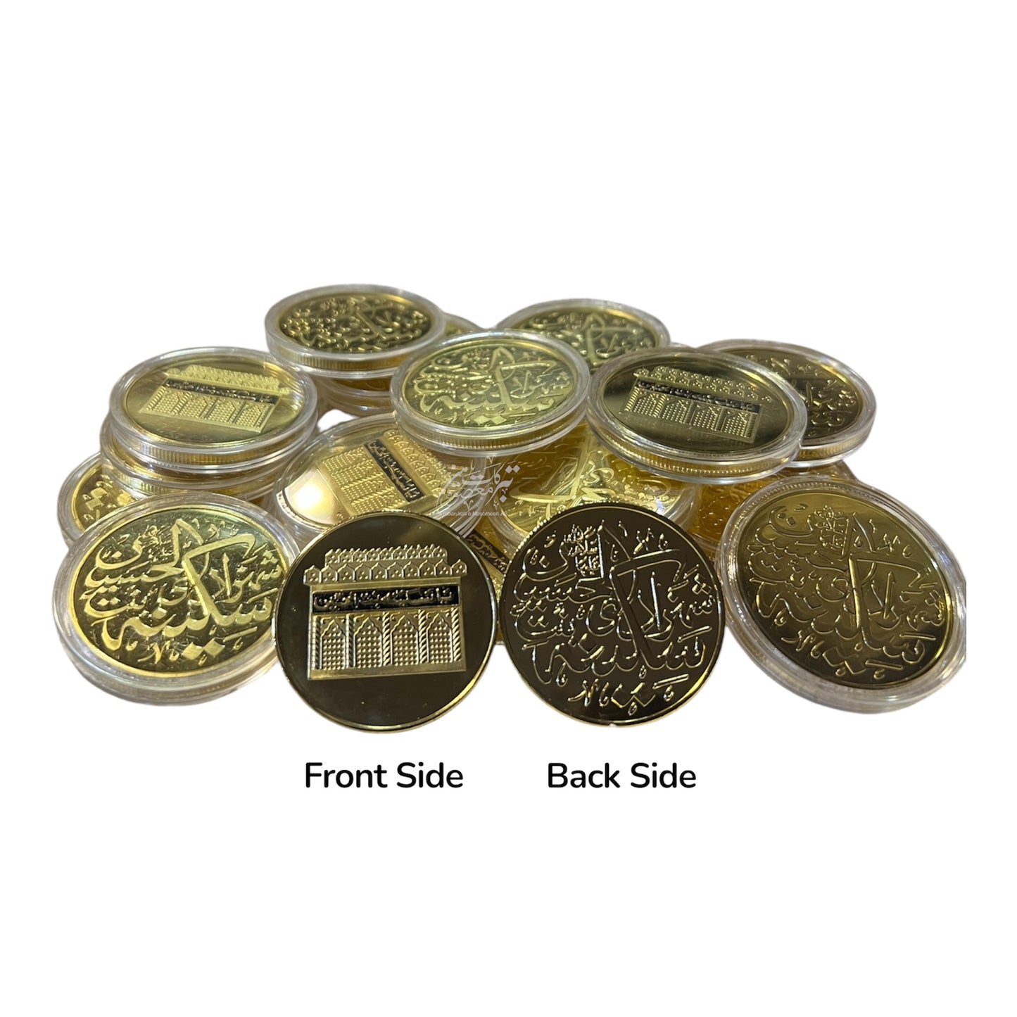 Beautiful Karbala Coin Shahzadi Sakina SA – Gold Plated Metal Tabaruk | Authentic Karbala Souvenir | Limited Stock | 12 Pcs Pack