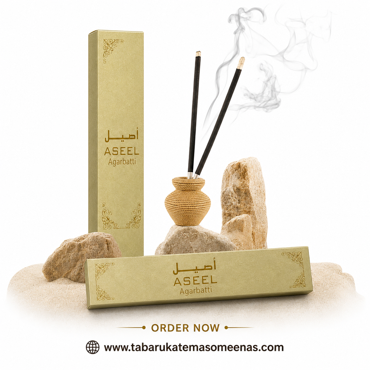 Aseel Agarbatti | Oudh Stick, Musk & Sandal Powder Sugar | 6 Sticks Per Box
