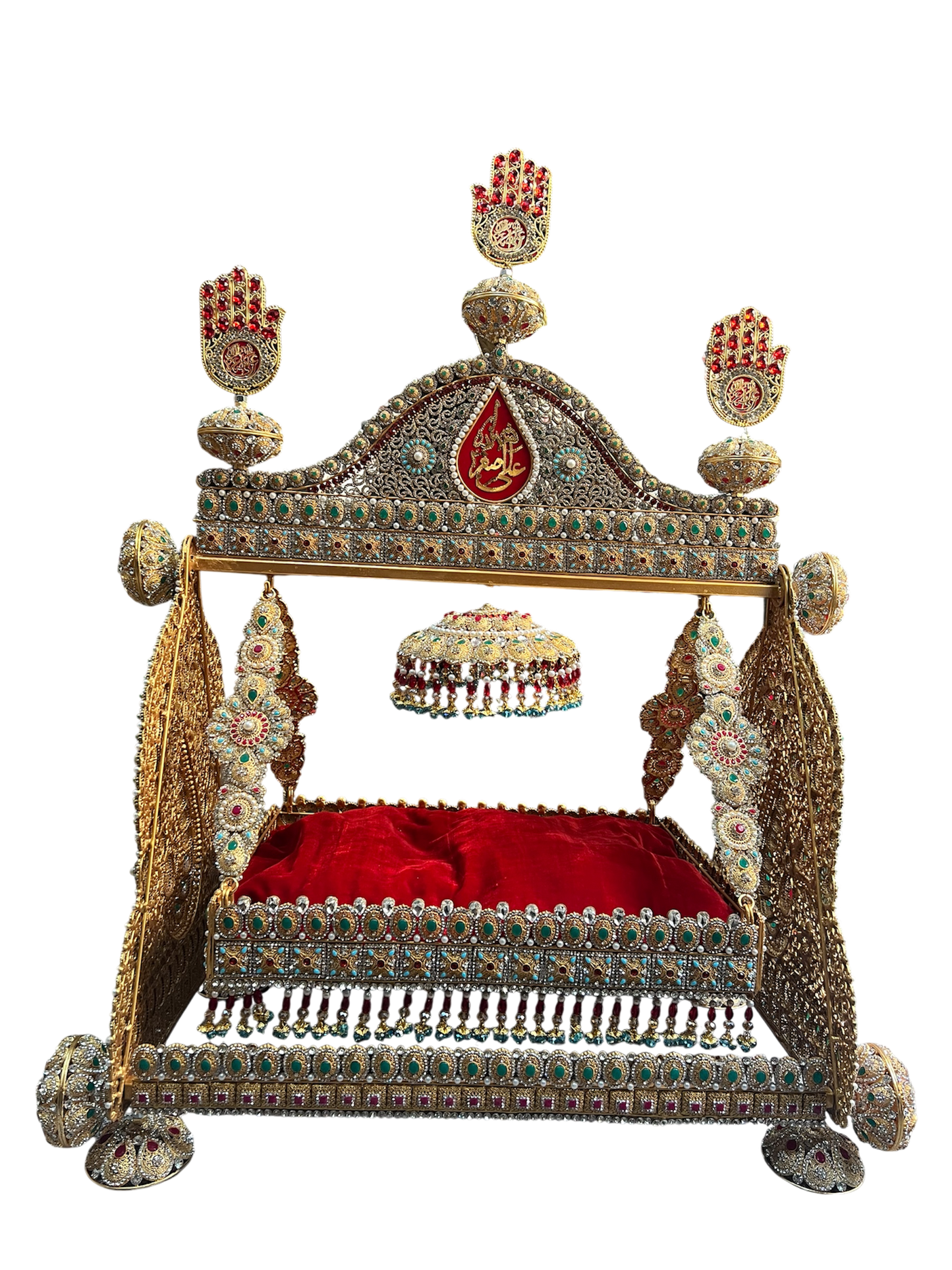 Jhoola Shahzada Ali Asghar (AS) – Premium Manjus Work with Multi-Color Stones | 30 Inch Heavy Azakhana