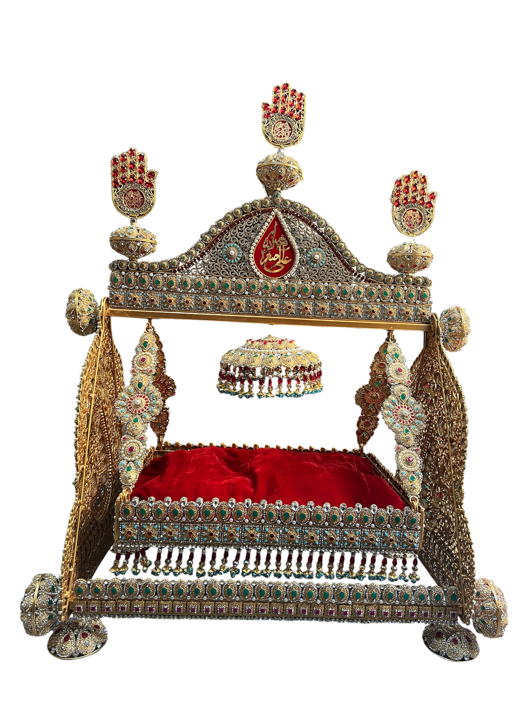 Jhoola Shahzada Ali Asghar (AS) – Premium Manjus Work with Multi-Color Stones | 30 Inch Heavy Azakhana