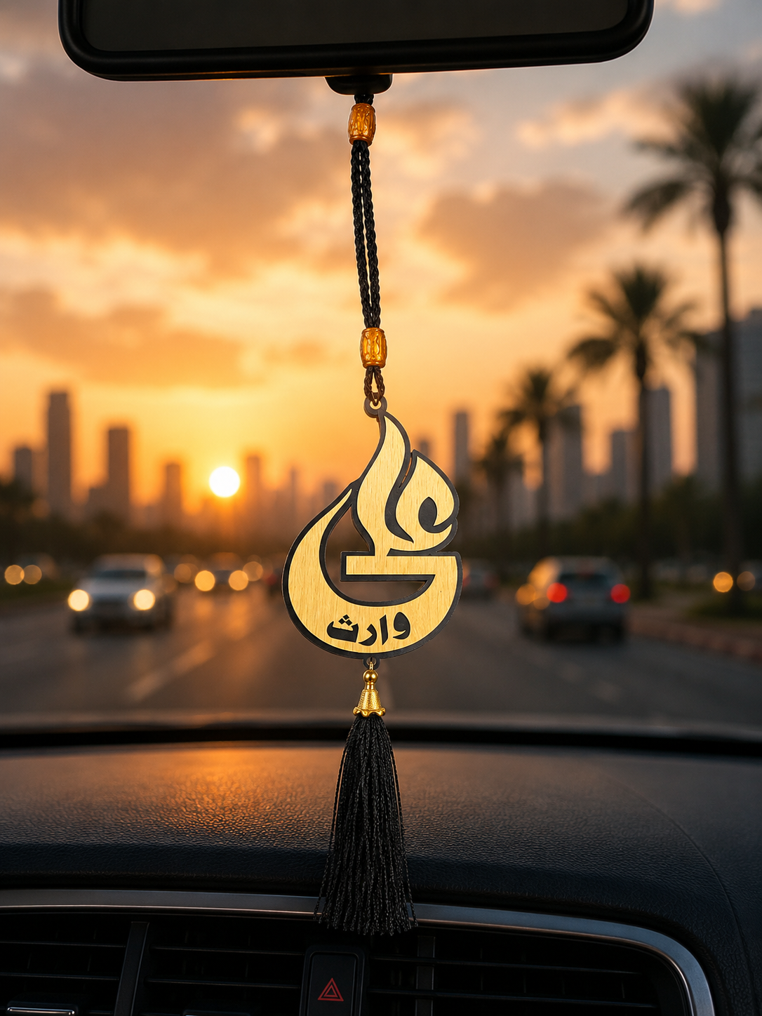 Beautiful Car Mirror Hang Ya Ali Waris With Tassels – Islamic Car Hanging