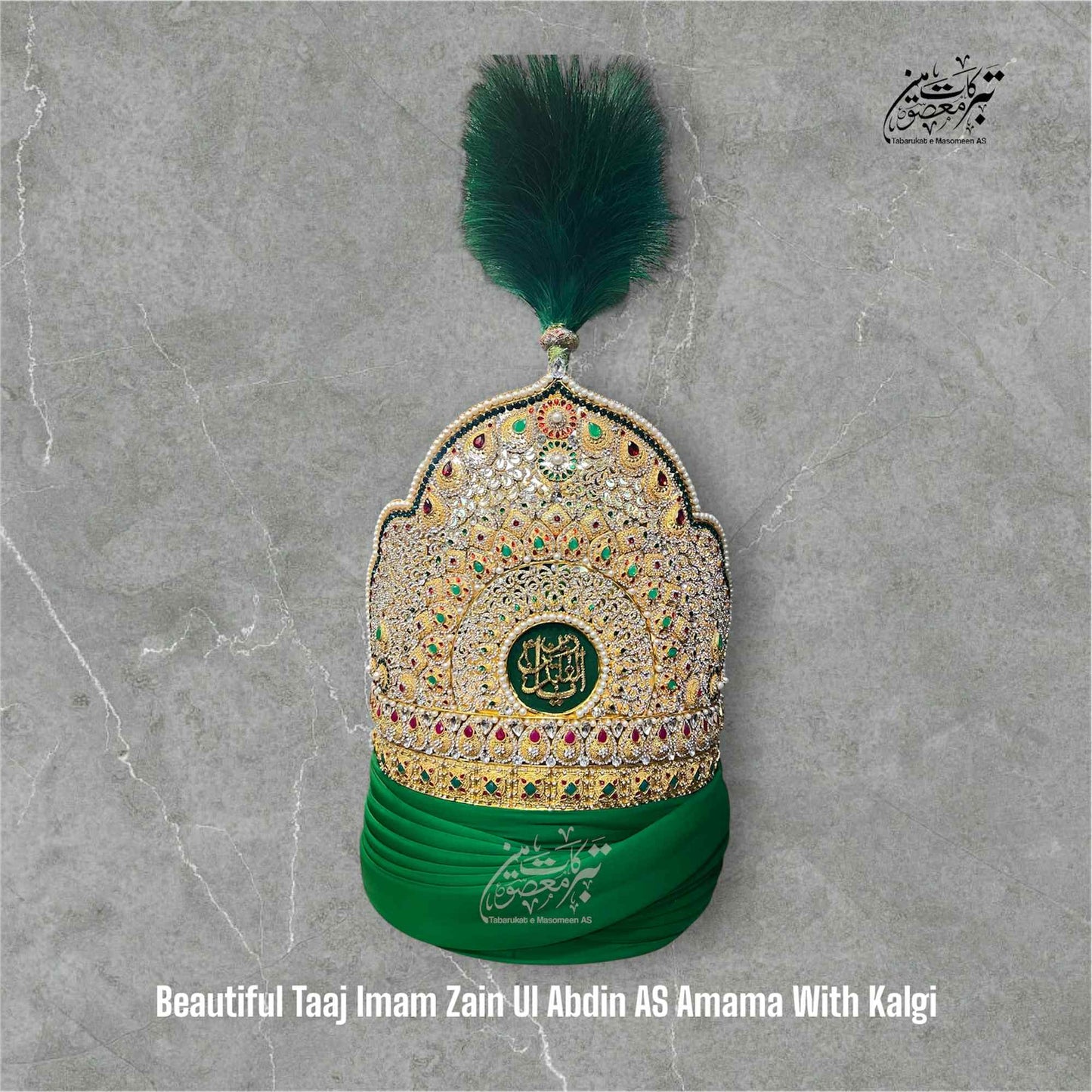 Beautiful Green Taj With Amama & Kalghi Imam Zain Ul Abdin  A.S