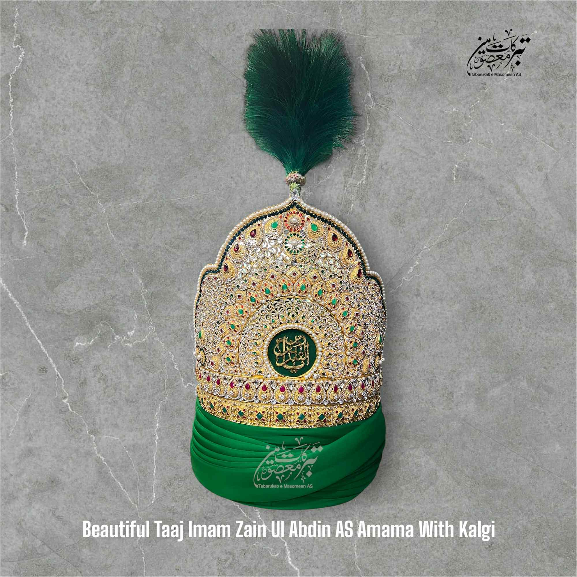 Beautiful Green Taj With Amama & Kalghi Imam Zain Ul Abdin  A.S