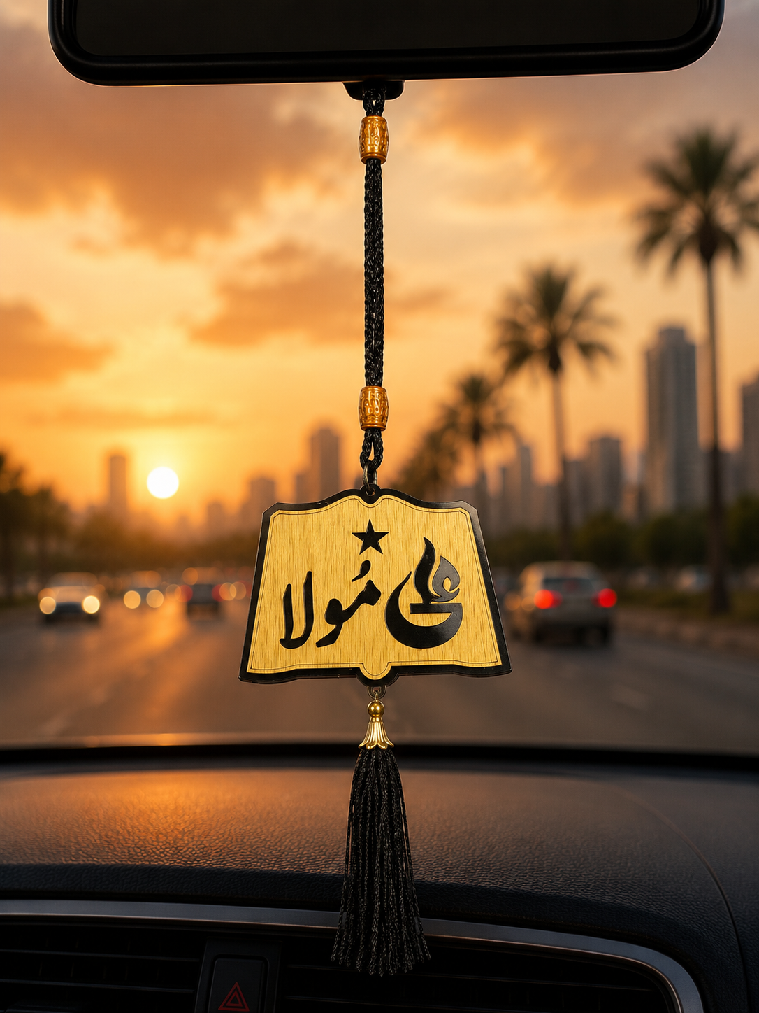 Beautiful Car Mirror Hang Ali Mola AS With Tassels – Book Style Islamic Hanging