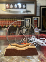 Ya Hussain (AS) & Panjetan AS 3D LED Lamp – Azakhana Decor | Wooden Base Mirror Finish | 5 Inch Spiritual Light
