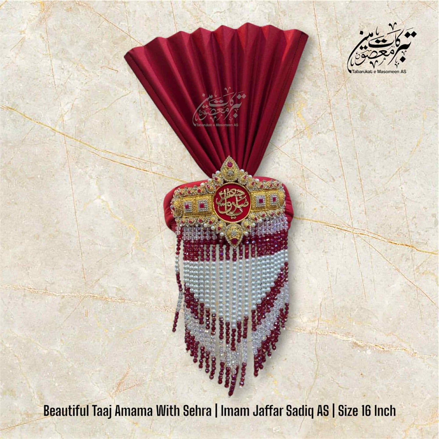 Beautiful Red Amama Taaj With Sehra | Imam Jaffar Sadiq AS