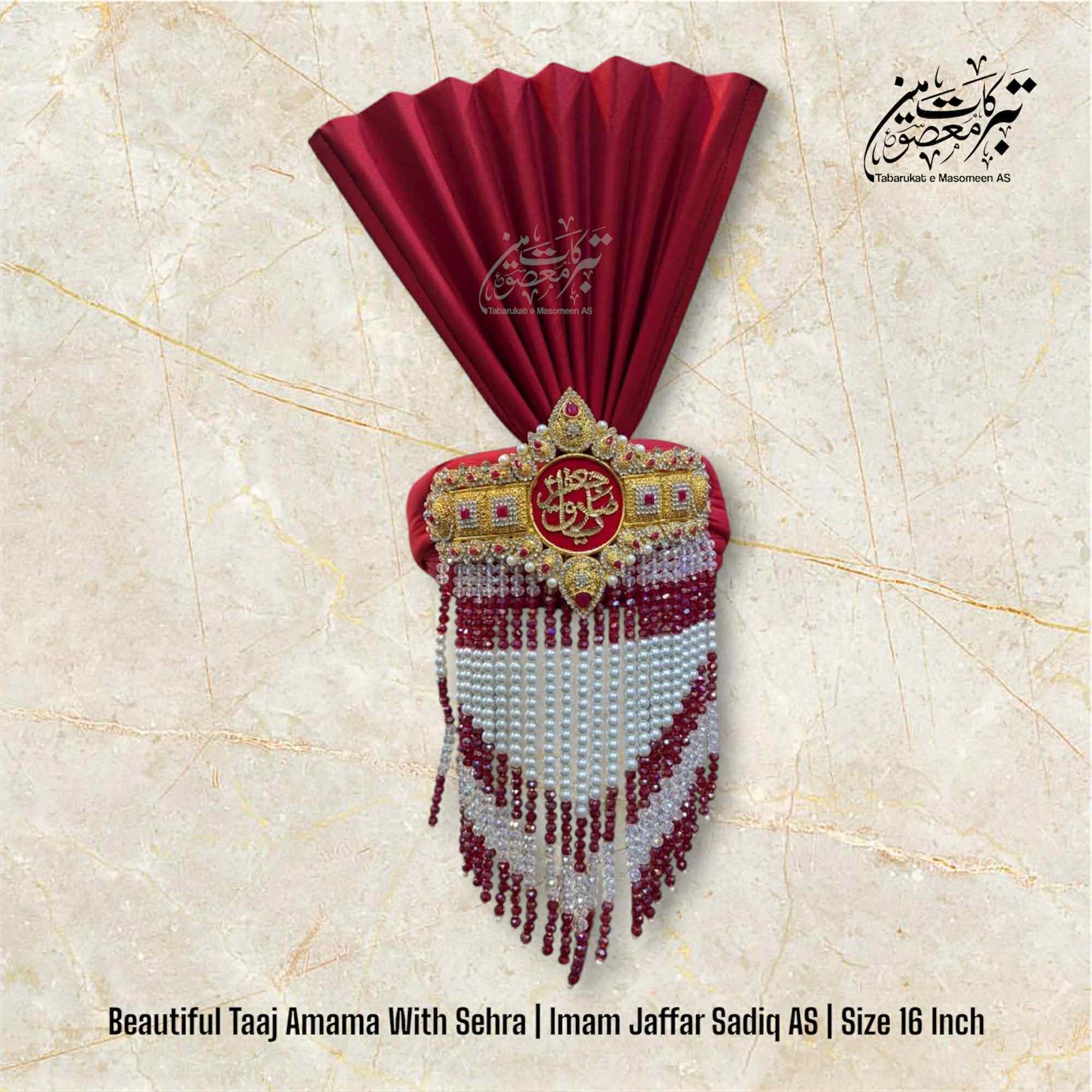 Beautiful Red Amama Taaj With Sehra | Imam Jaffar Sadiq AS