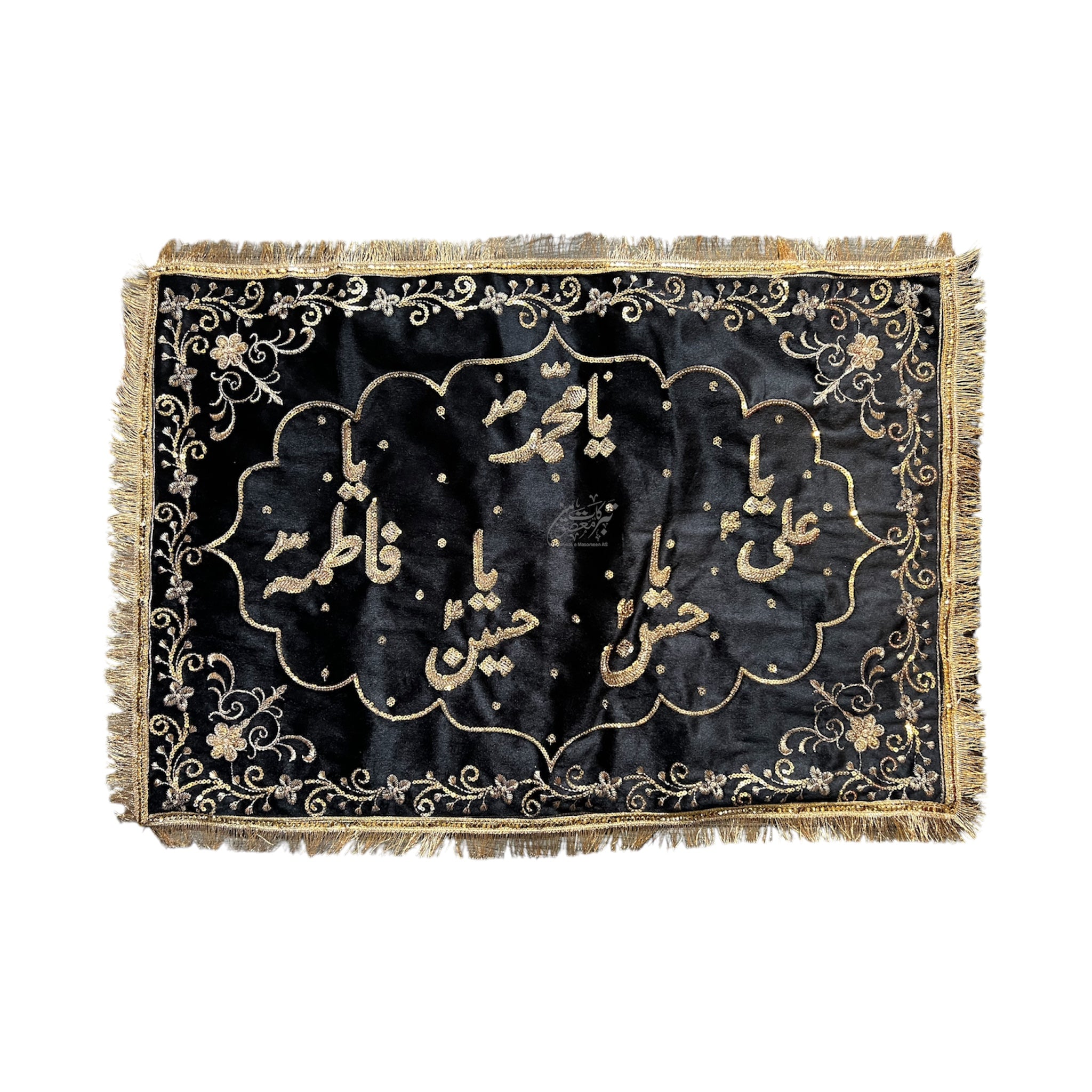 Majlis Pillow Cover Panjetan AS | Black Velvet Embroidered Pillow Cover | Golden Machine Embroidery | High Quality