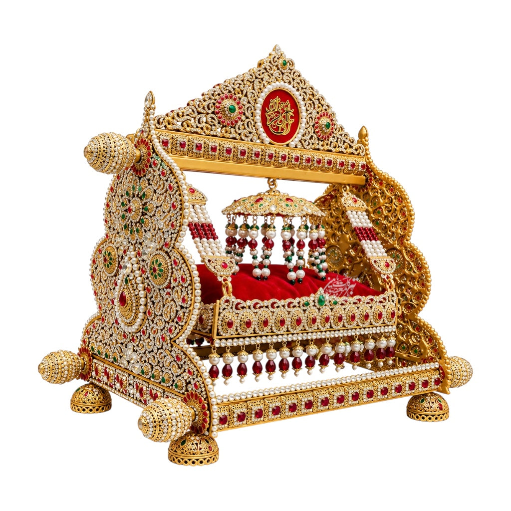 Beautiful Jhoola Shahzada Ali Asghar (AS) | Premium Manjus Work | Multi-Color Stones | 15 Inch