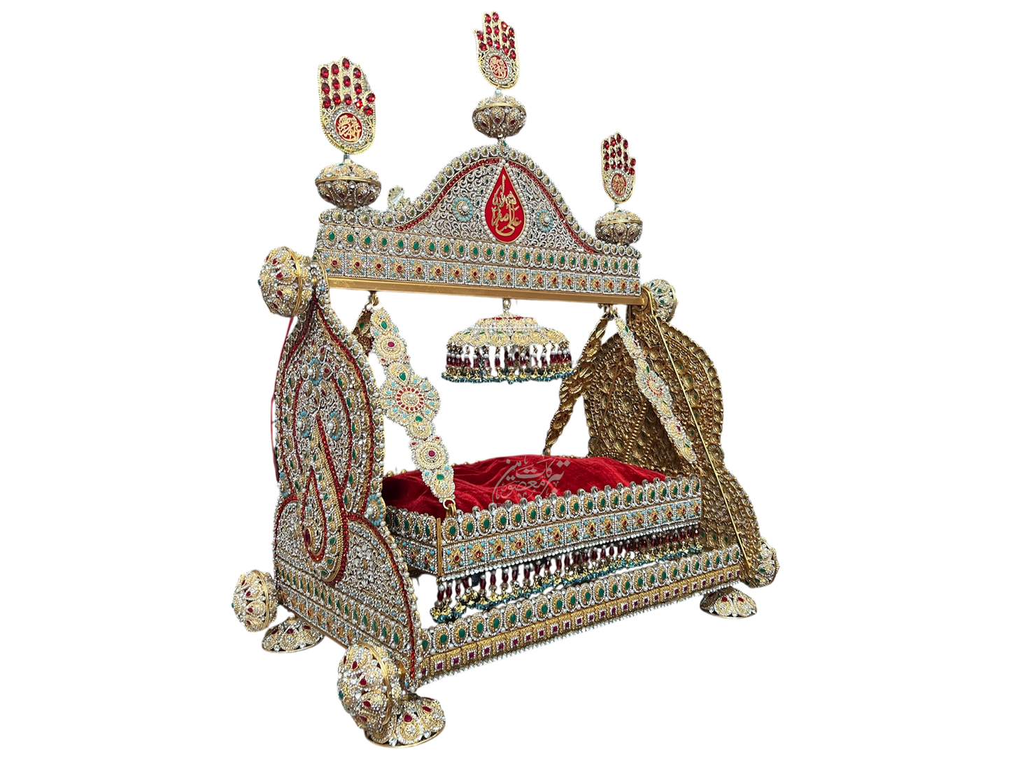 Jhoola Shahzada Ali Asghar (AS) – Premium Manjus Work with Multi-Color Stones | 30 Inch Heavy Azakhana