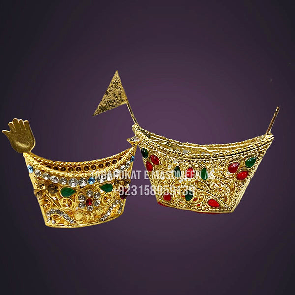 Golden Bpat WIth Red and Green Stones
