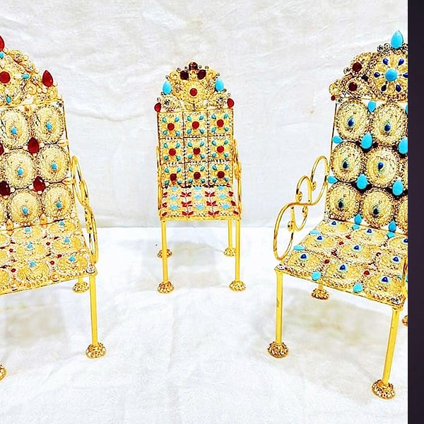 Golden Chair with Multicolor Stones