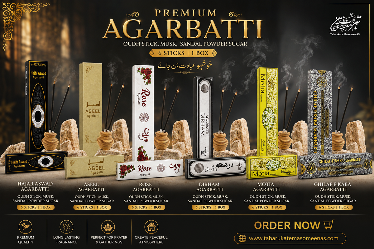 Premium Agarbatti 6 Sets Combo | Hajar Aswad, Aseel, Rose, Dirham, Motia & Ghilaf-E-Kaba | 36 Sticks | Special Discount Offer
