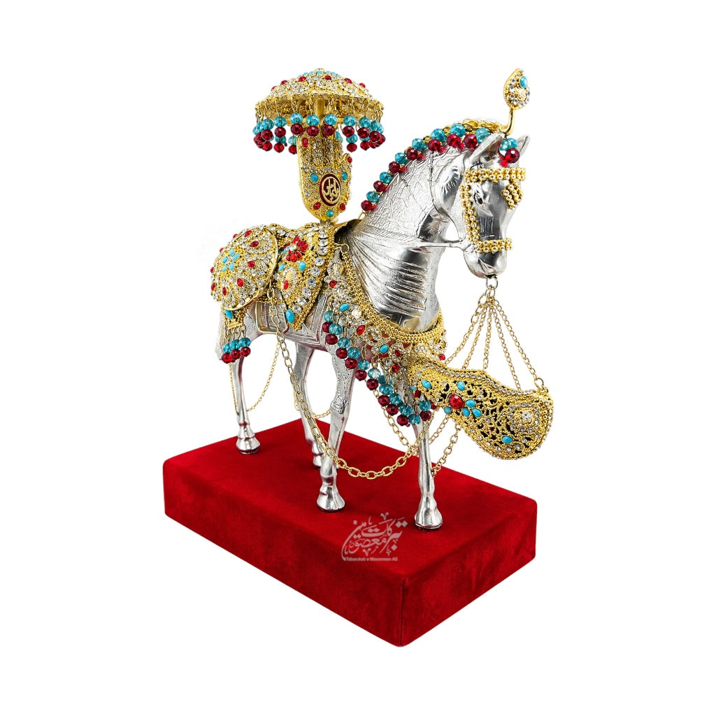 Beautiful Zuljanah Hazrat Abbas (AS) | German Silver & Complete Zewar Manjus Work Stones | 1 Ft