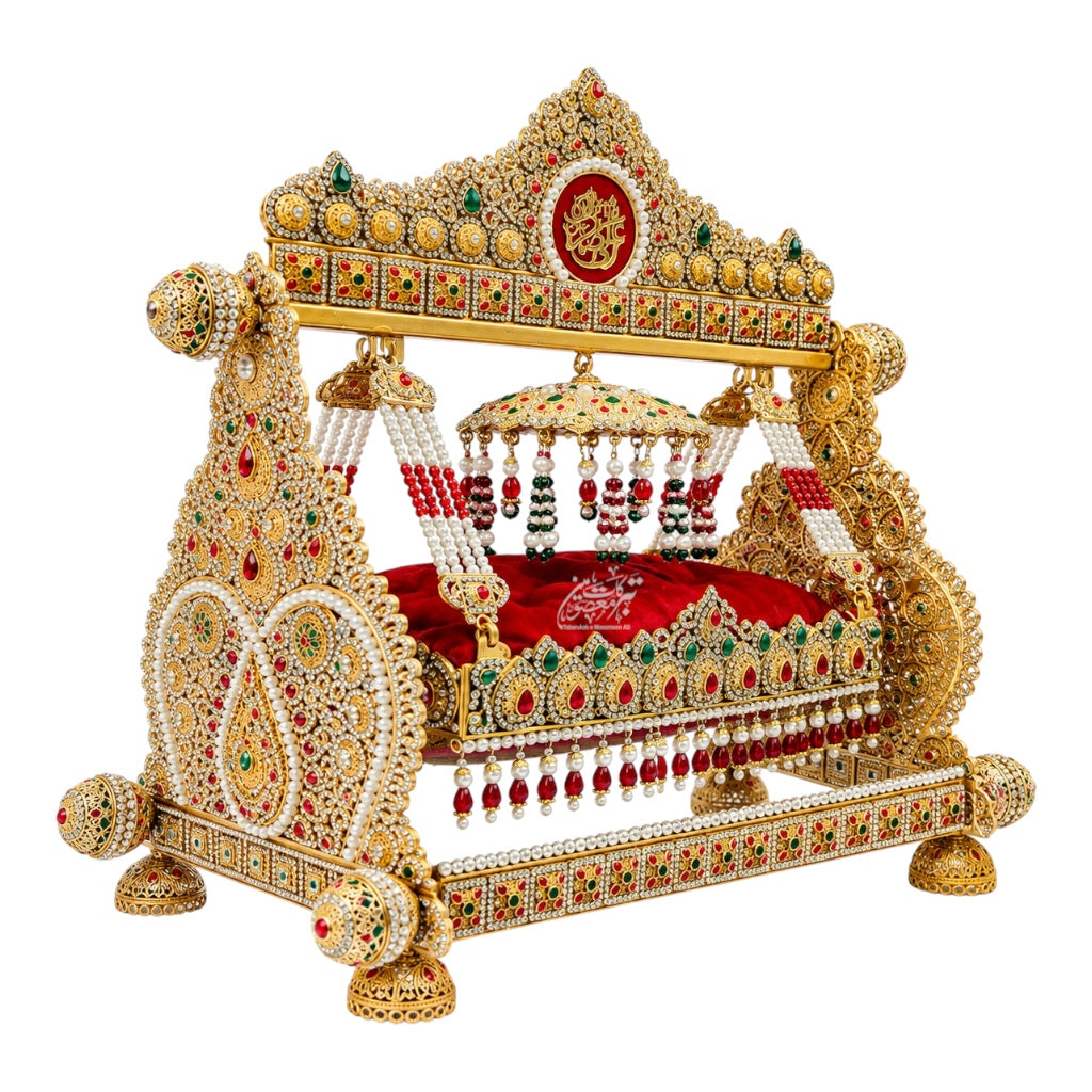 Beautiful Jhoola Shahzada Ali Asghar (AS) | Premium Manjus Work | Multiple Color Stones | 18 Inch