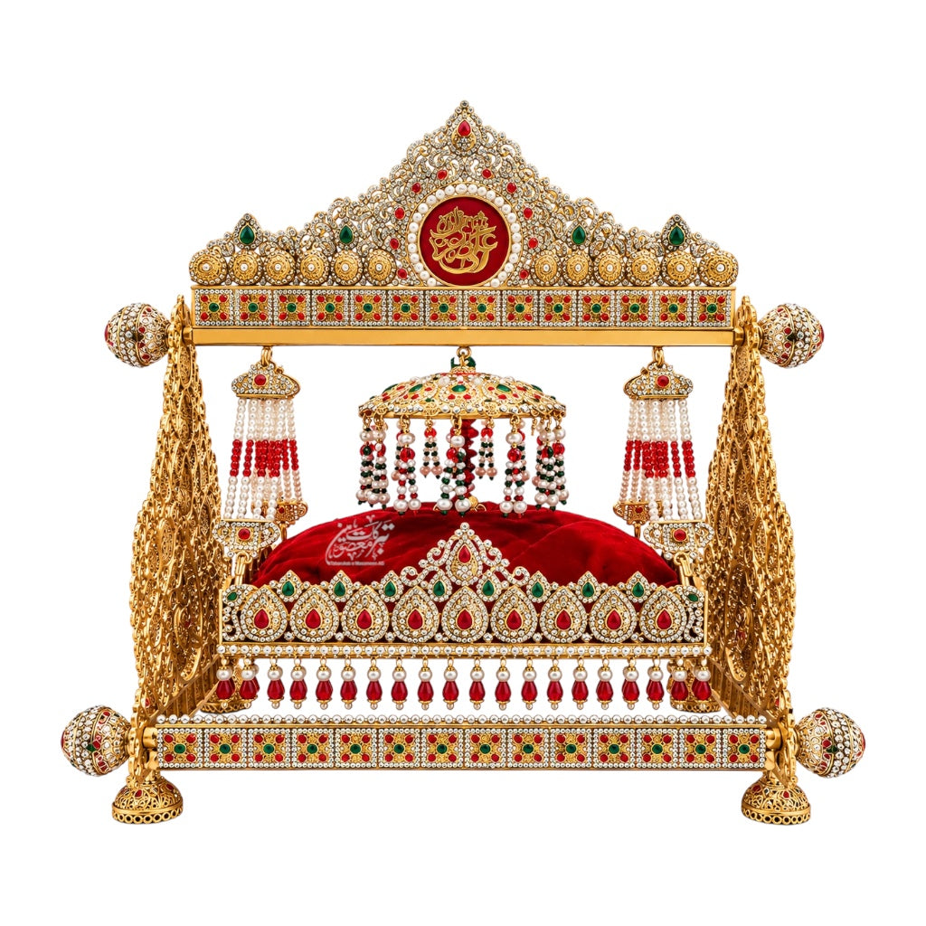 Beautiful Jhoola Shahzada Ali Asghar (AS) | Premium Manjus Work | Multiple Color Stones | 18 Inch