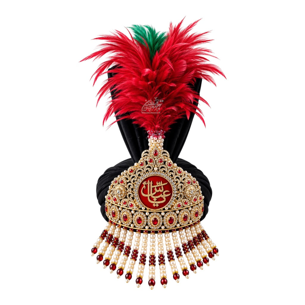 Beautiful Amama With Sehra Hazrat Abbas AS | High Quality Kashi Work Stones | Complete Size 18 Inch