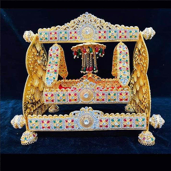 Jhoola Ali Asghar Golden with Multicolor Stones