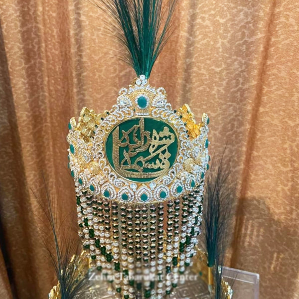 Taj Hazrat Qasim Golden with Green Stones