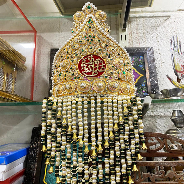 Beautiful Taaj With Sehra Shahzada Ali Akbar AS | Material Kashi With Work Stones