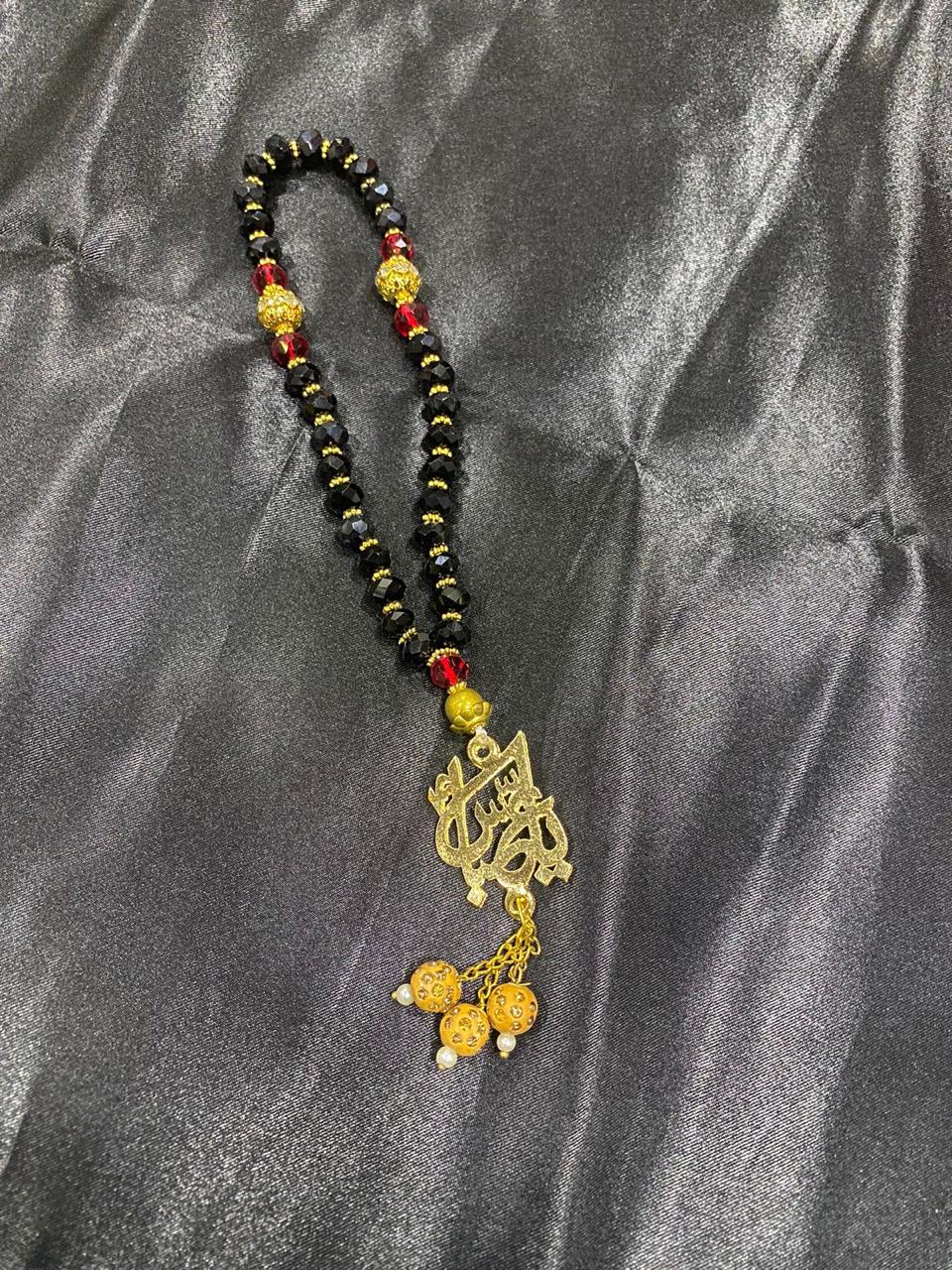 Beautiful Tasbeeh Ya Abbas AS | Black Crystal Stones 8mm 33 Beads 