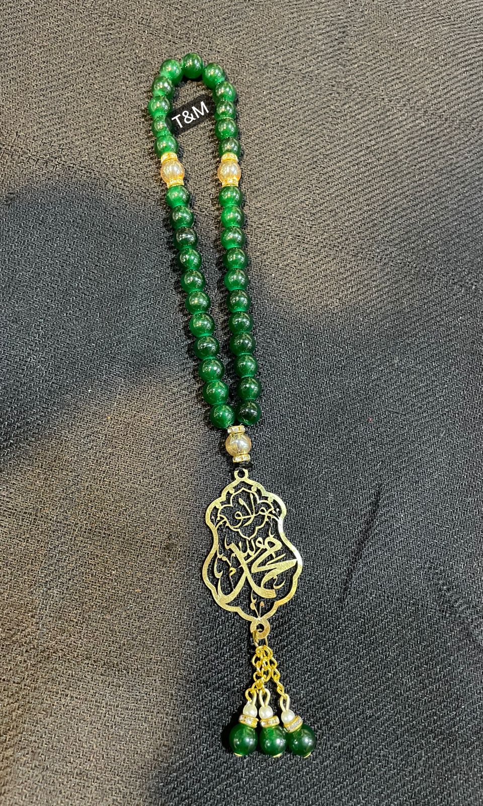 Beautiful Tasbeeh Mola Muhammad SAWW | Green Stones 8mm 33 Beads