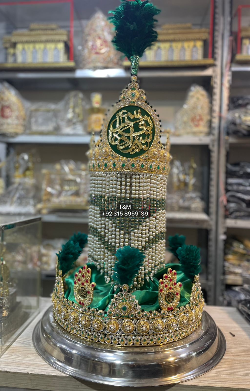 Mehndi Shahzada Qasim AS | Taaj Material Kashi & Work Green Stones Try Steel