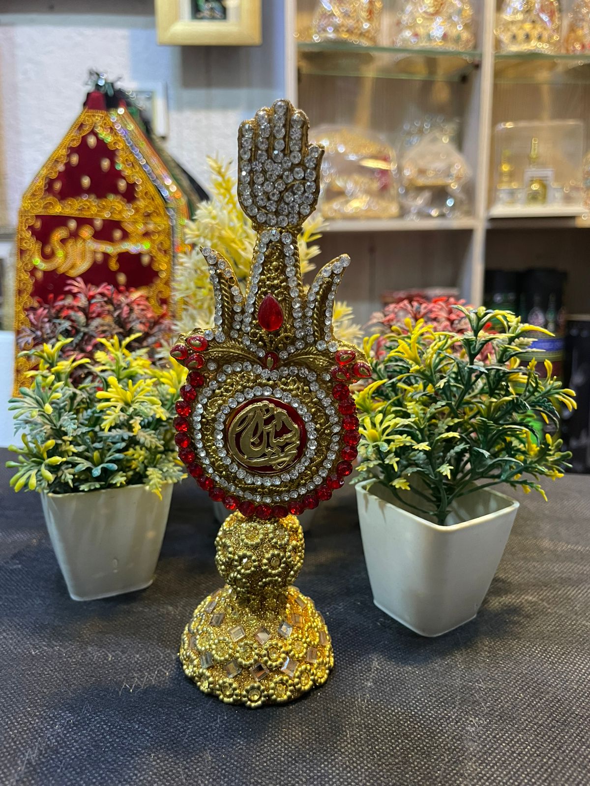 Alam Mola Abbas AS Table Stand Zulfiqar Shap Red Stone Work
