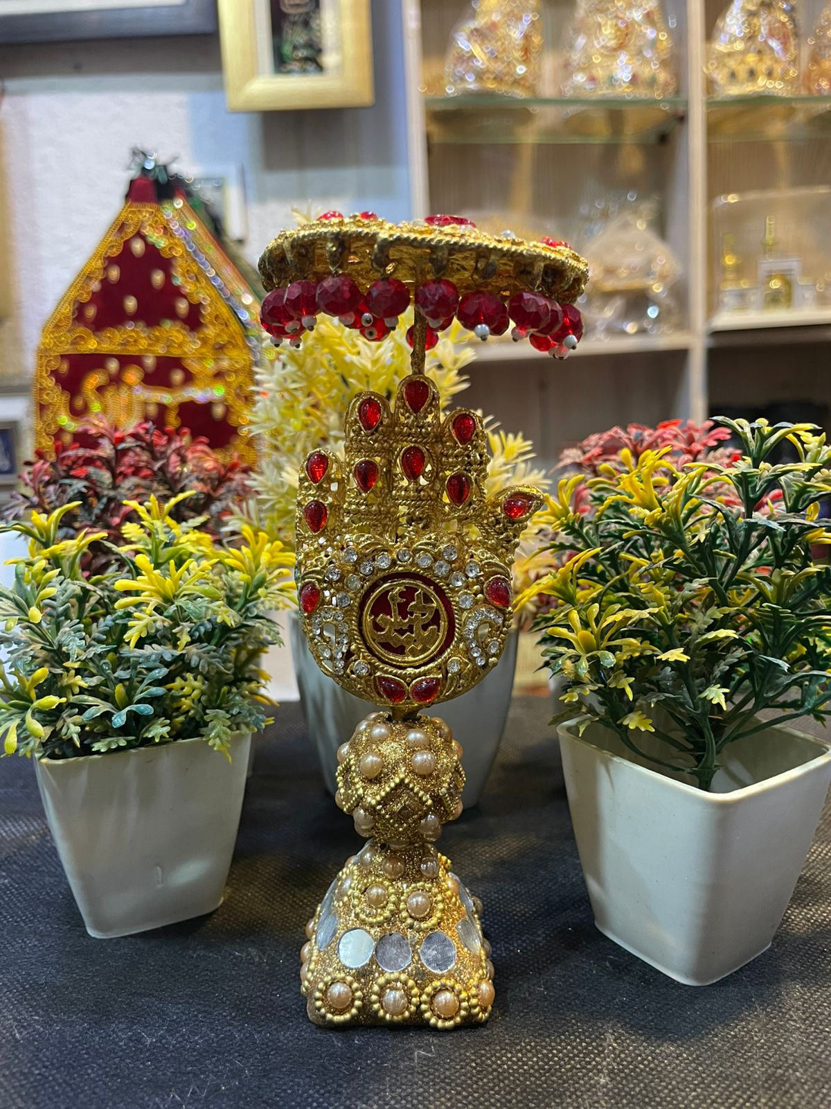 Alam Mola Hussain AS Table Stand With Umbralla Red Stone Work