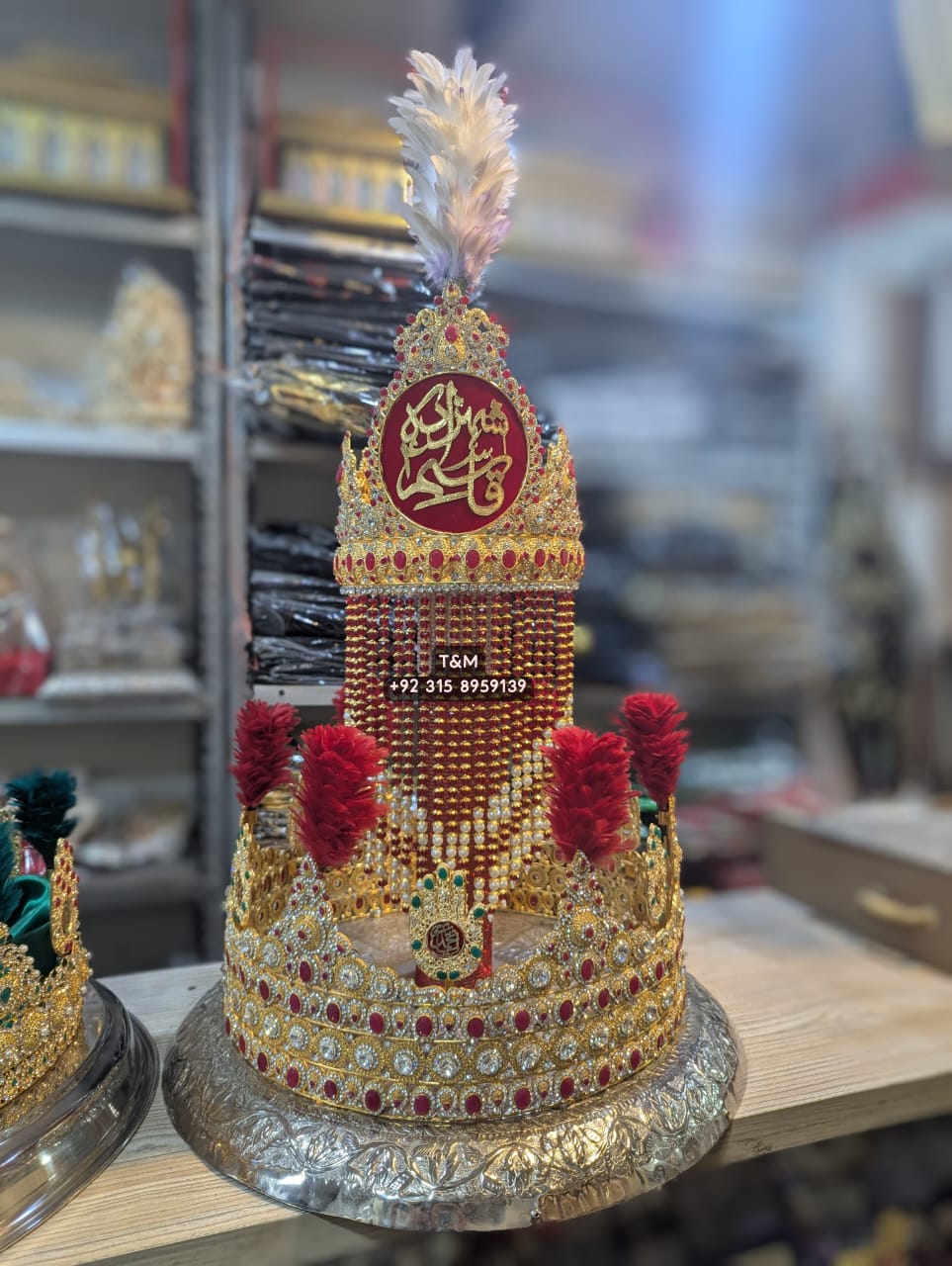 Beautiful Mehndi Shahzada Qasim AS | Taaj Material Kashi & Work Red Stones Try German Silver