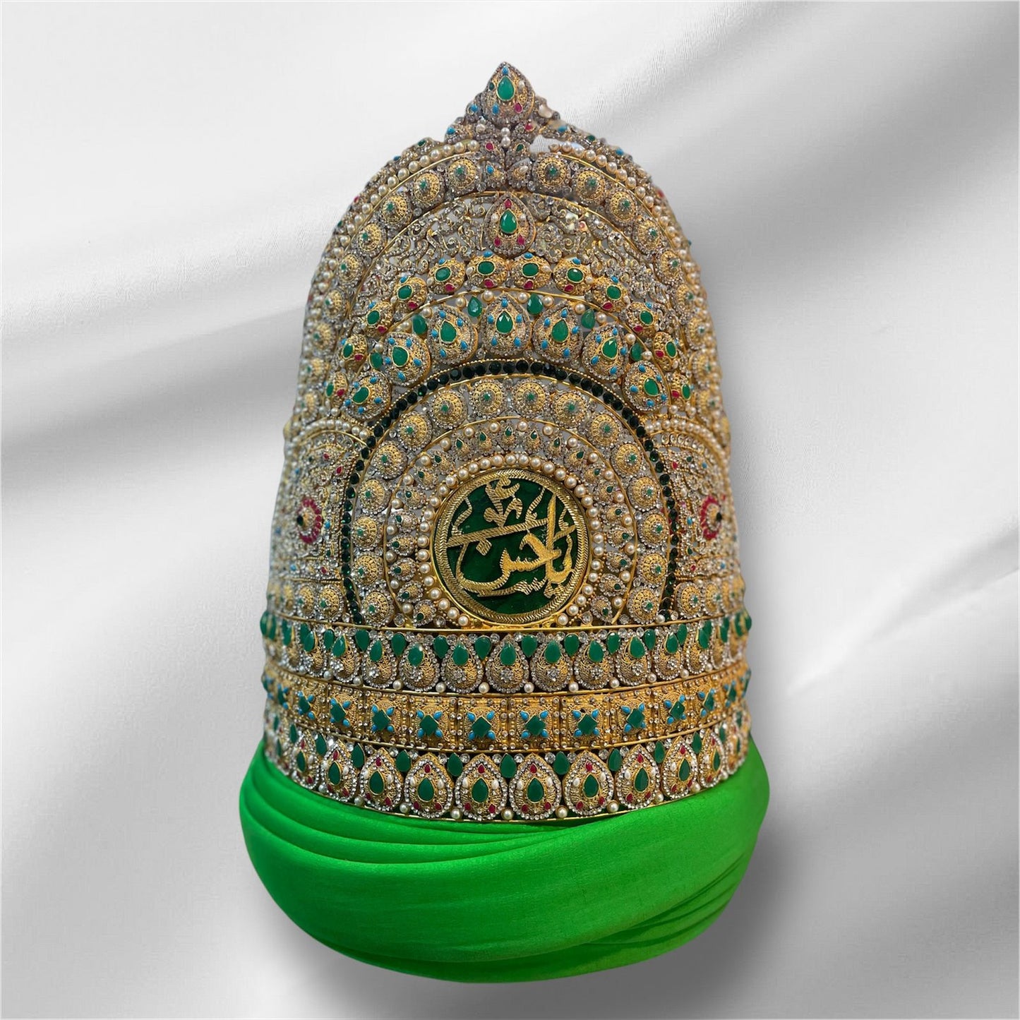 Beautiful Taaj With Amama Imam Hassan AS | Materail Manjus Work Pearls With Green StonesHigh Quality