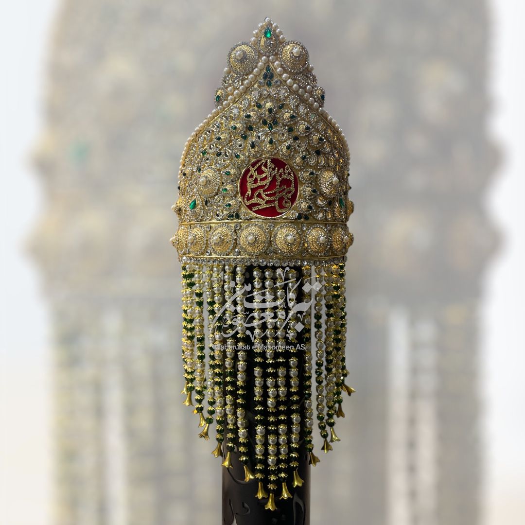 New Arrival Taaj With Sehra Shazada Qasim AS | Material Manjus Work Green & White Pearls Stones