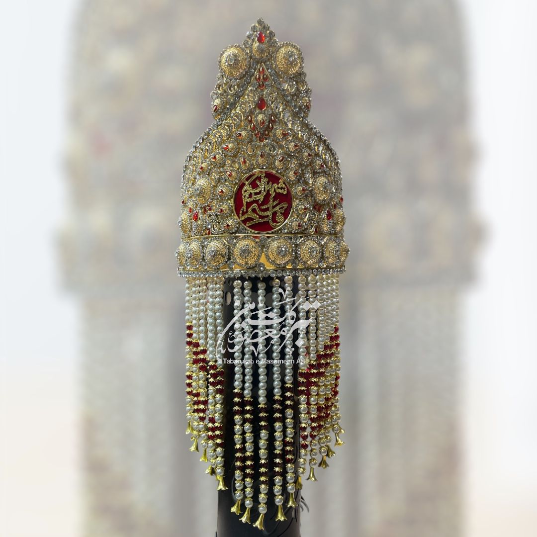 New Arrival Taaj With Sehra Shazada Qasim AS | Material Manjus Work Red & White Pearls Stones
