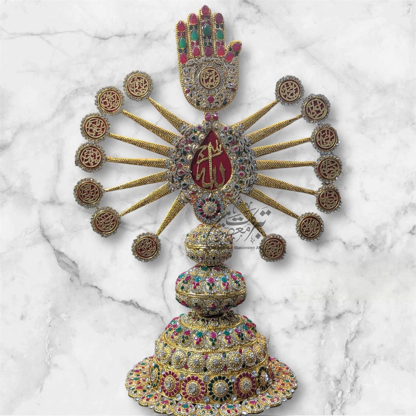 New Arrival Base Azakhana Panja With Sun Shape Masomeen AS Names | Material Manjus Work Stones