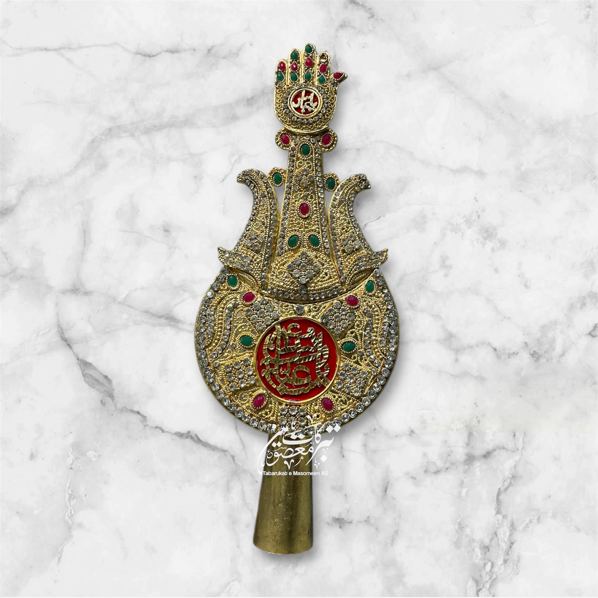 Beautiful Panja Mola Abbas AS | Material Manjus Work Red and Green Stones Combination