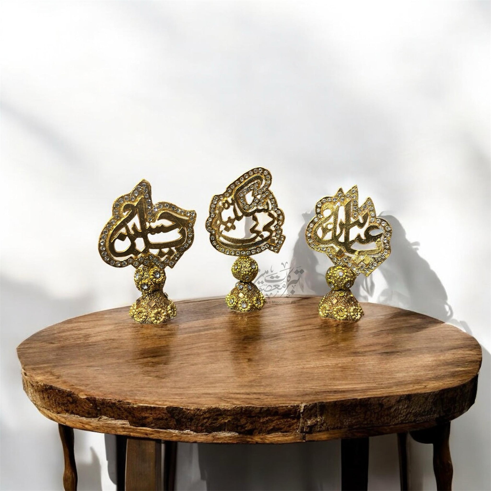 Beautiful Ya Abbas AS, YA Hussain AS And Bibi Skina SA Table Stand Alam 3 set