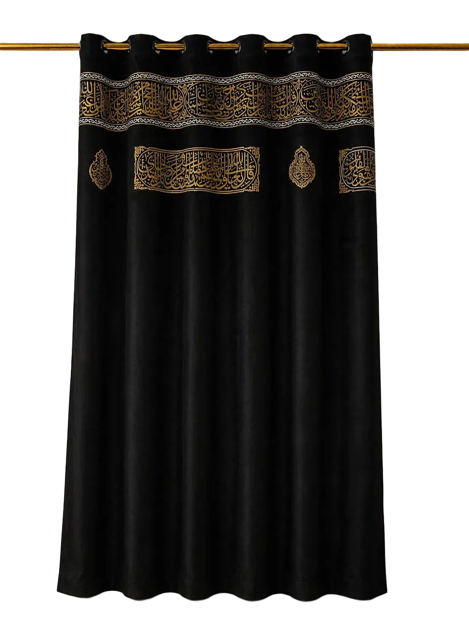Imported Velvet Ghilaf e Qaba Curtain  Black Curtain – Premium Digital Print Islamic Curtain 7.5 x 4.7 Ft