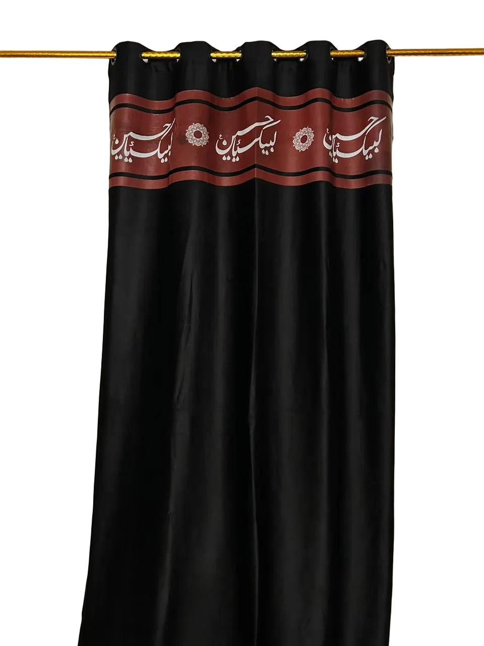 Imported Velvet Labaik Ya Hussain (AS) Black Curtain – Premium Digital Print Islamic Curtain 7.5 x 4.7 Ft